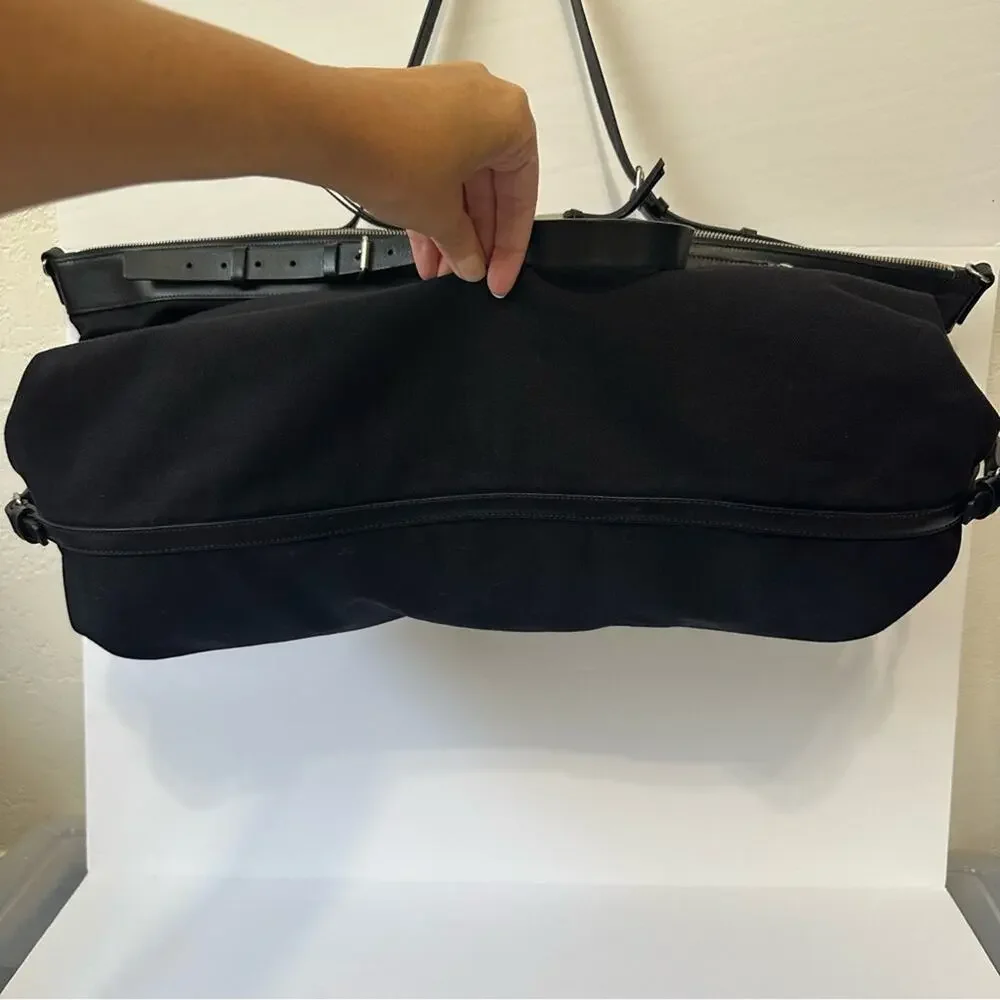Saint Laurent ID Convertible Travel Duffel Bag Large Black Canvas Leather Trim